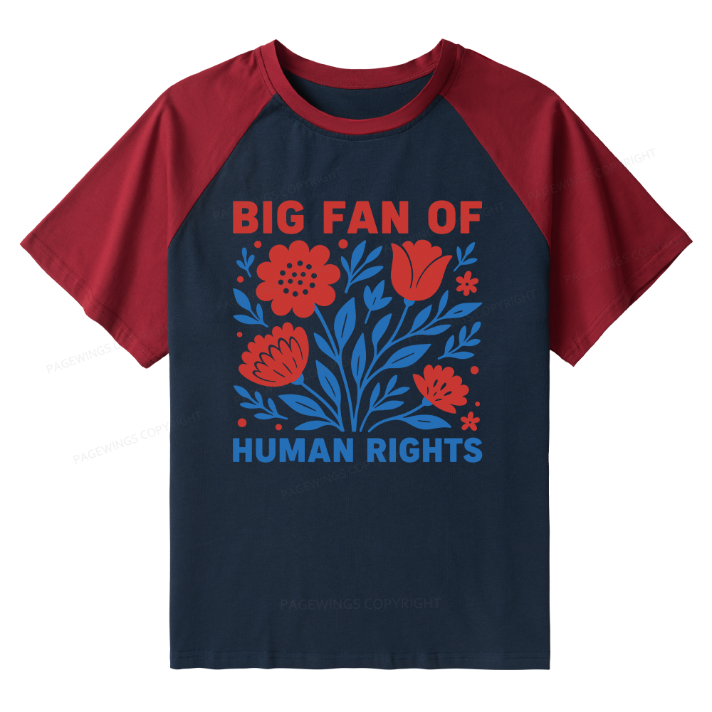Pagewings Big Fan Of Human Rights Raglan T-shirt