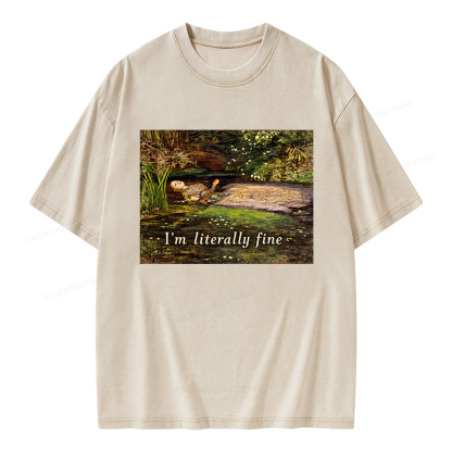 Pagewings I'm Literally Fine Unisex Washed T-shirt