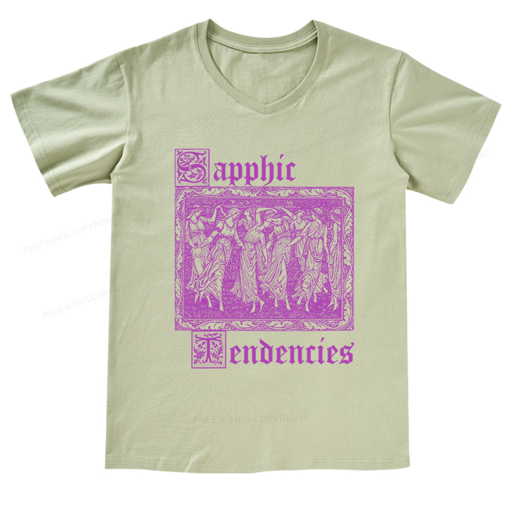 Pagewings Sapphic Tendencies V-neck T-shirt