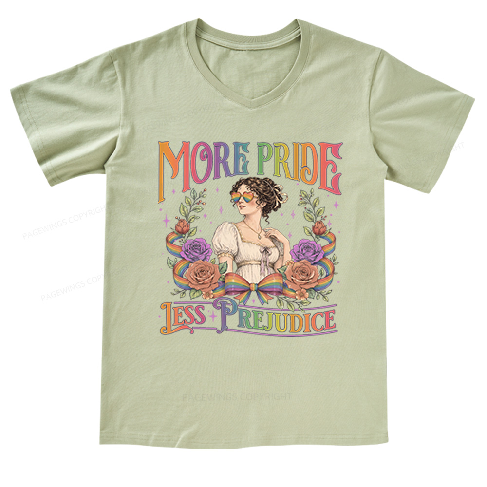 Pagewings More Pride Less Prejudice V-neck T-shirt
