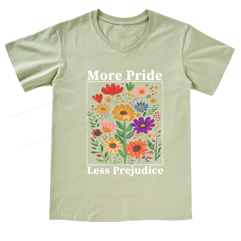Pagewings More Pride Less Prejudice V-neck T-shirt