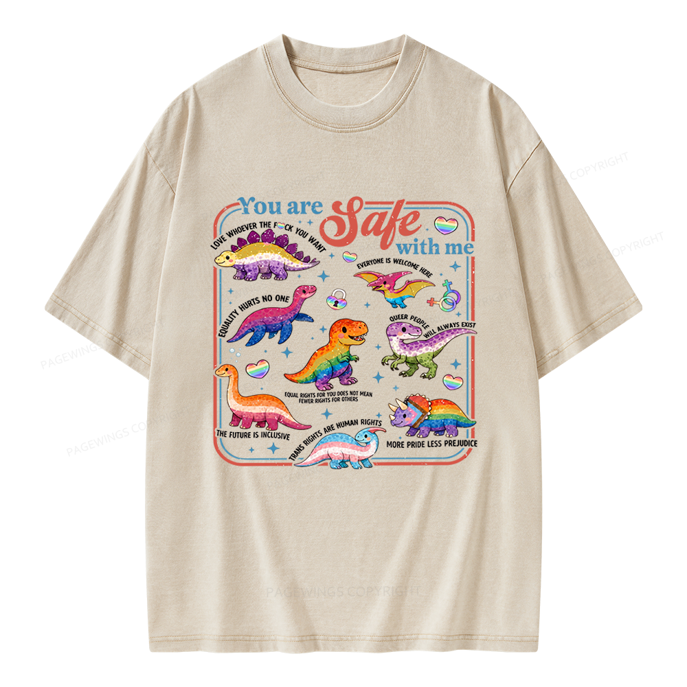 Pagewings You Are Safe With Me Unisex Washed T-shirt