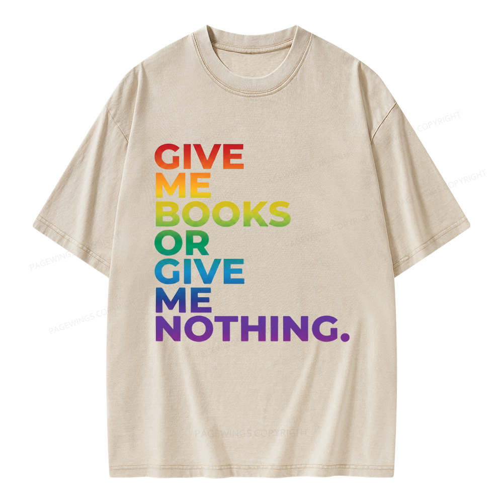 Pagewings Give Me Books Unisex Washed T-shirt