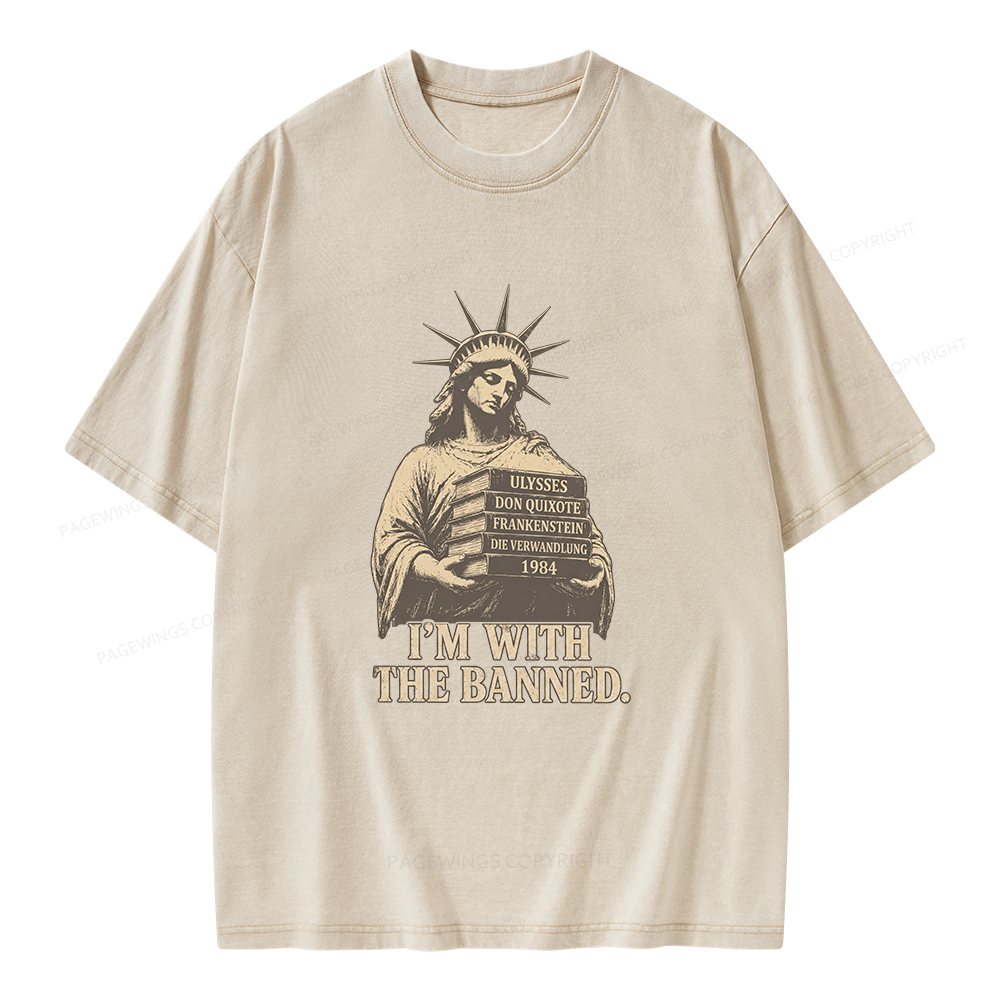 Pagewings I'm With The Banned Unisex Washed T-shirt