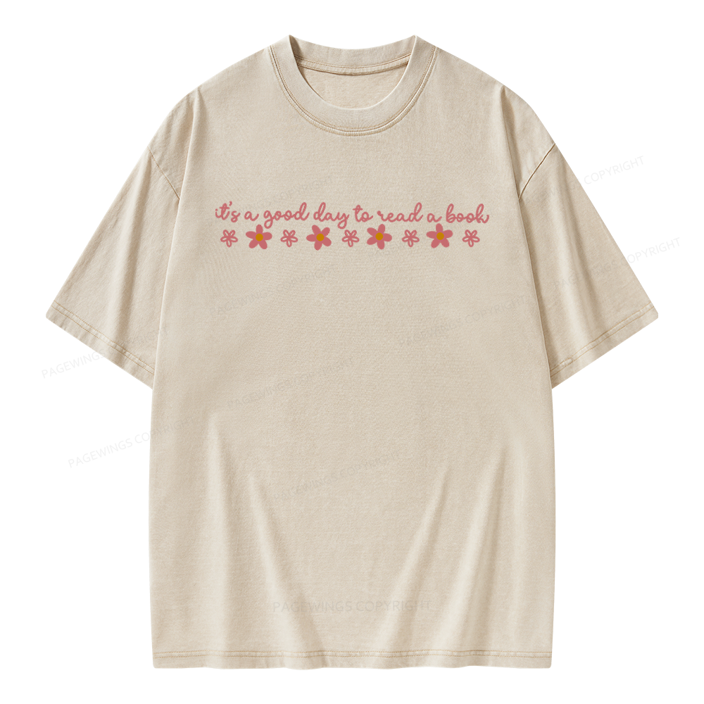 Pagewings Its A Good Day To Read A Book Unisex Washed T-shirt