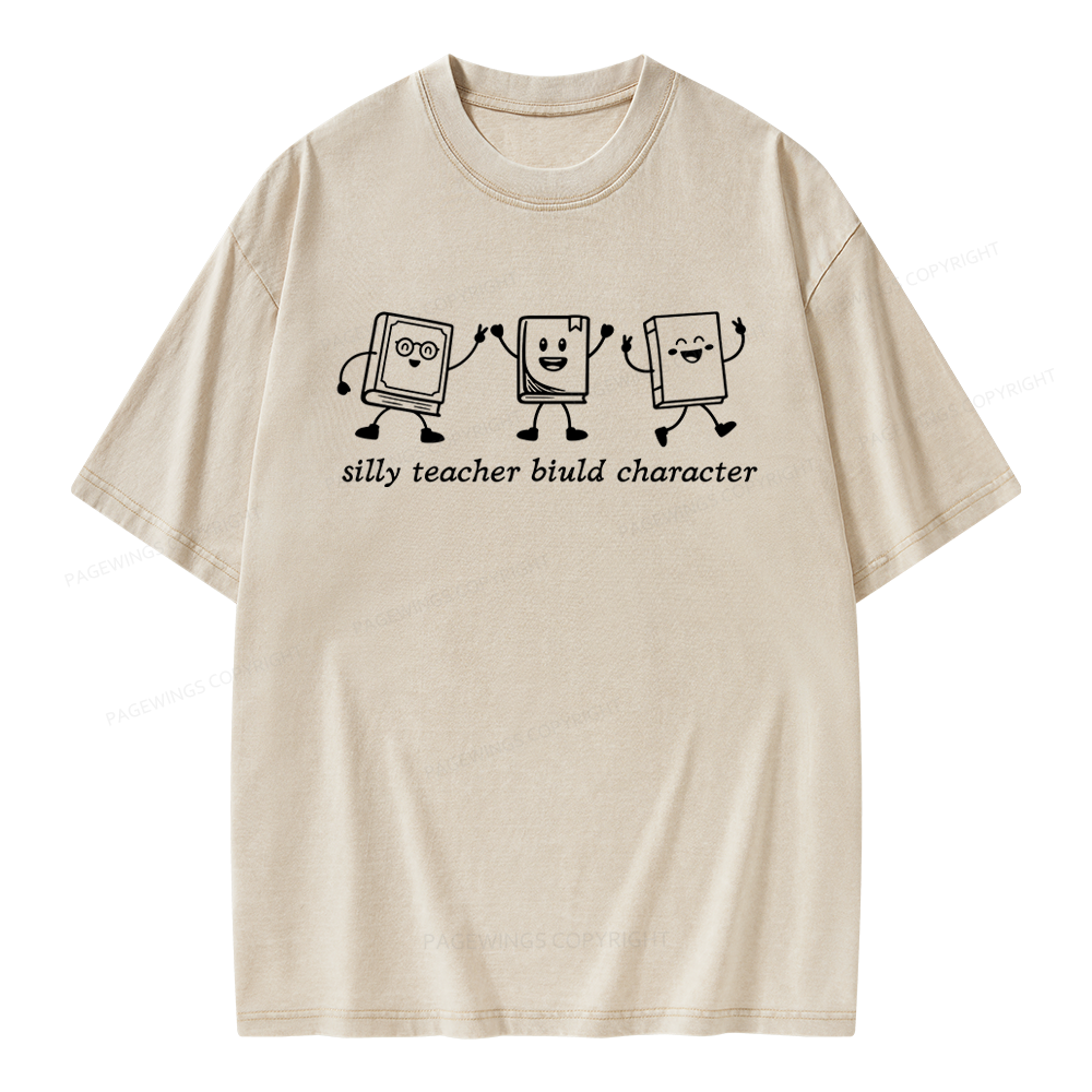 Pagewings Silly Teacher Biuld Character Unisex Washed T-shirt