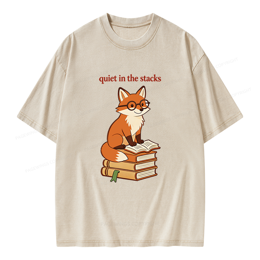 Pagewings Quiet In The Stacks Unisex Washed T-shirt