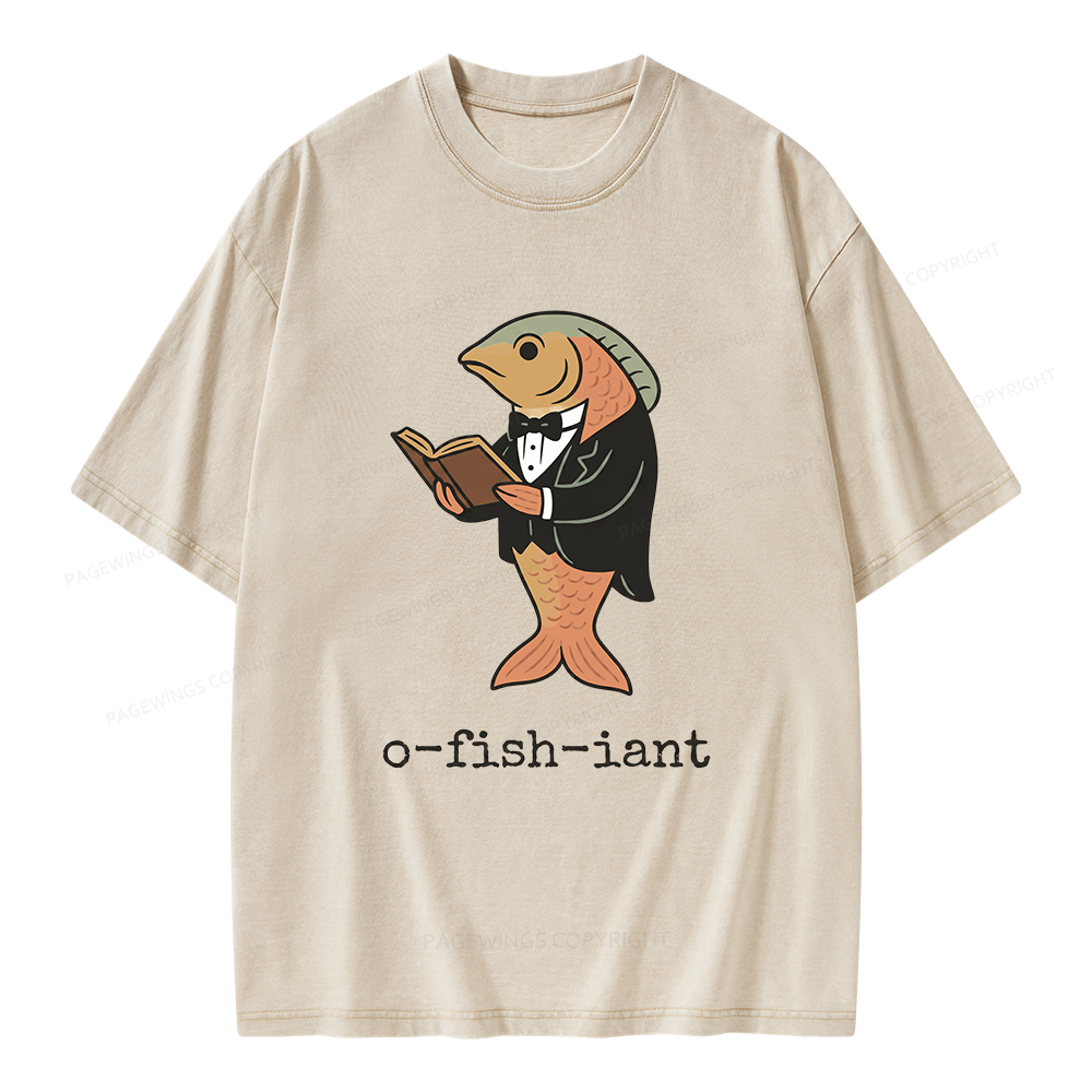 Pagewings Reading Fish Unisex Washed T-shirt
