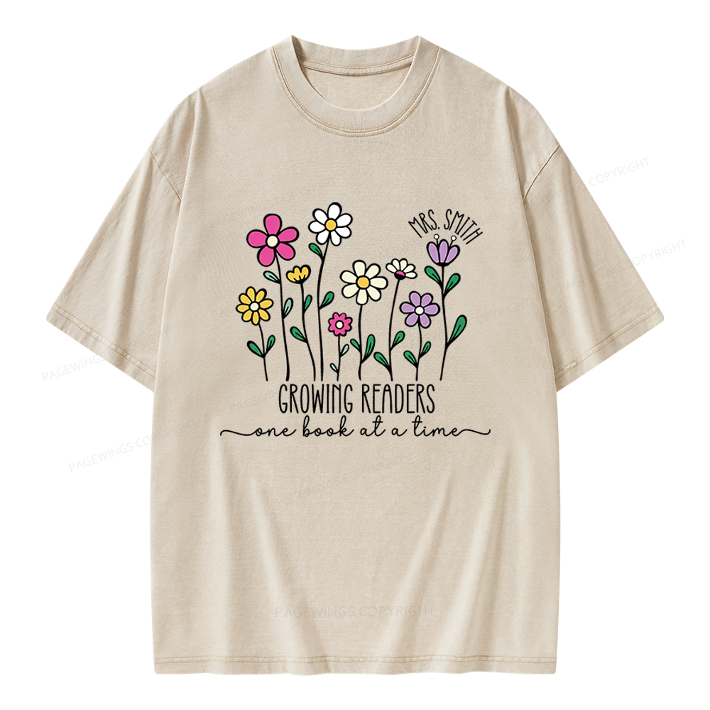 Pagewings Personalized Reading Teacher Unisex Washed T-shirt