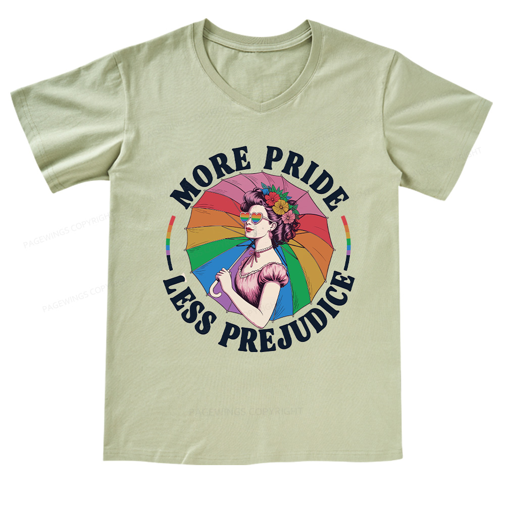 Pagewings More Pride Less Prejudice V-neck T-shirt