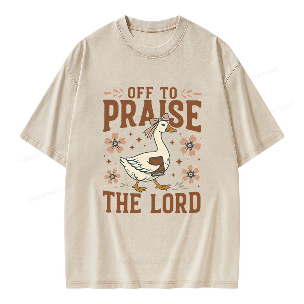 Pagewings Off to Praise the Lord Unisex Washed T-shirt