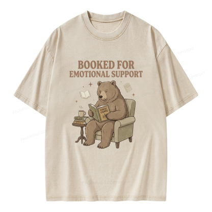Pagewings Booked For Emotional Support Unisex Washed T-shirt