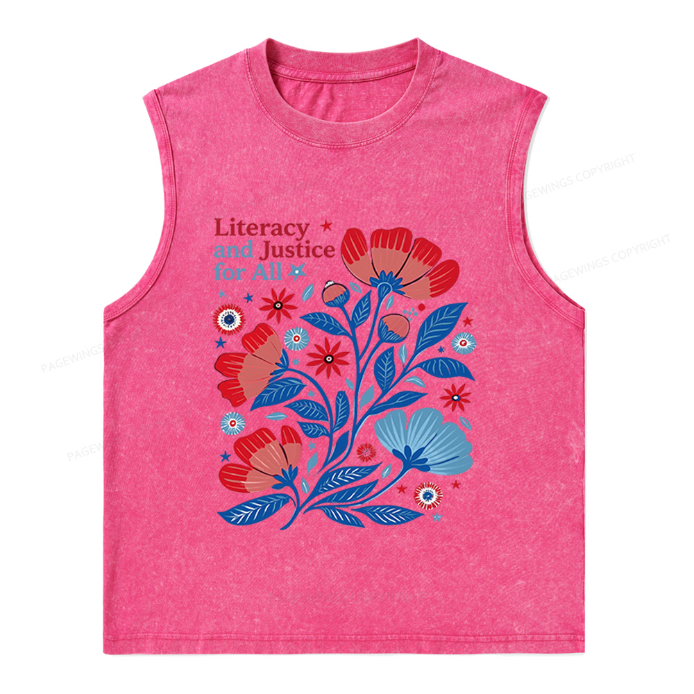 Pagewings Literacy and Justice for All Unisex Washed Tank Top