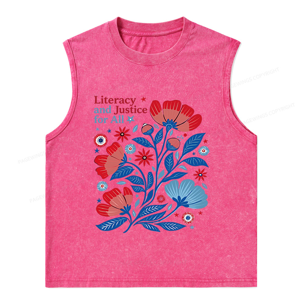 Pagewings Literacy and Justice for All Unisex Washed Tank Top