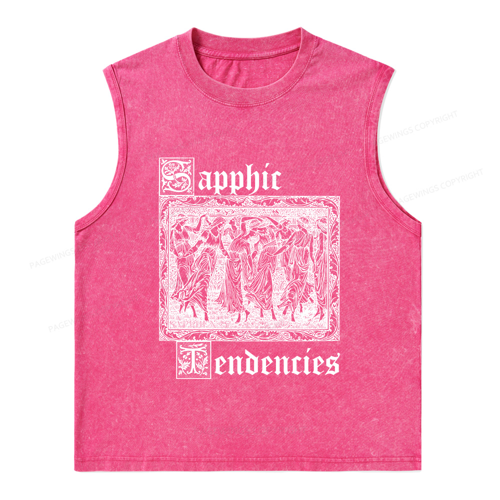 Pagewings Sapphic Tendencies Unisex Washed Tank Top