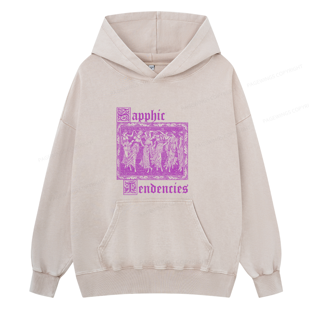 Pagewings Sapphic Tendencies Unisex Washed Hoodie