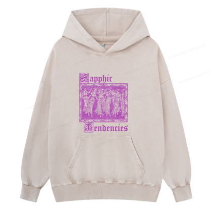 Pagewings Sapphic Tendencies Unisex Washed Hoodie