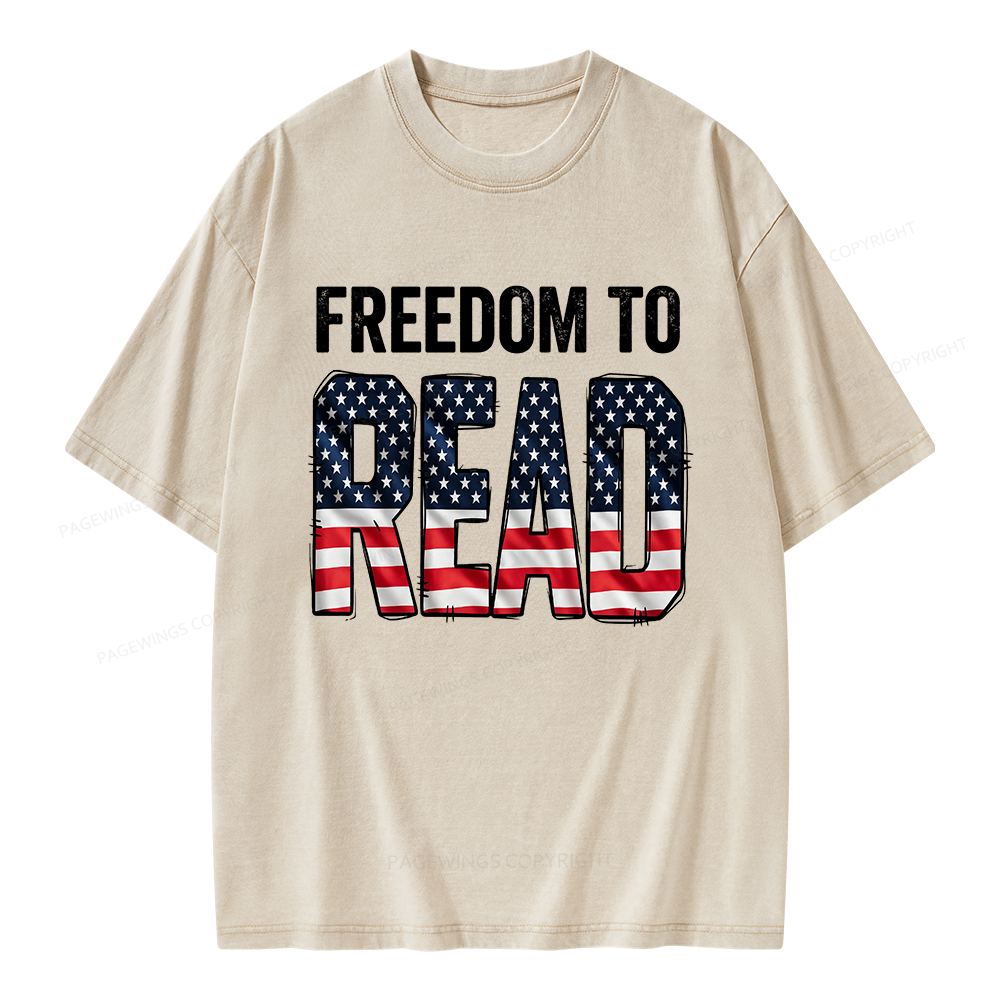 Pagewings Freedom to Read Unisex Washed T-shirt