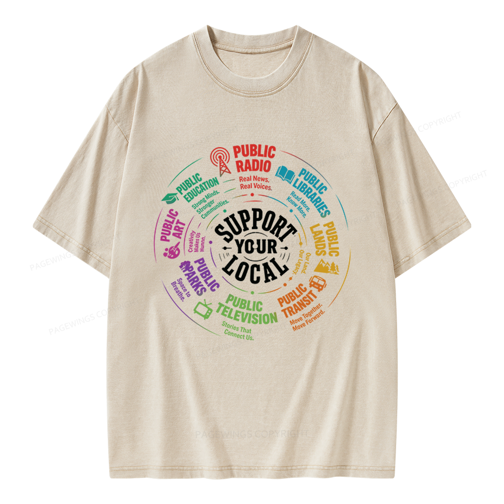 Pagewings Public Libraries Unisex Washed T-shirt