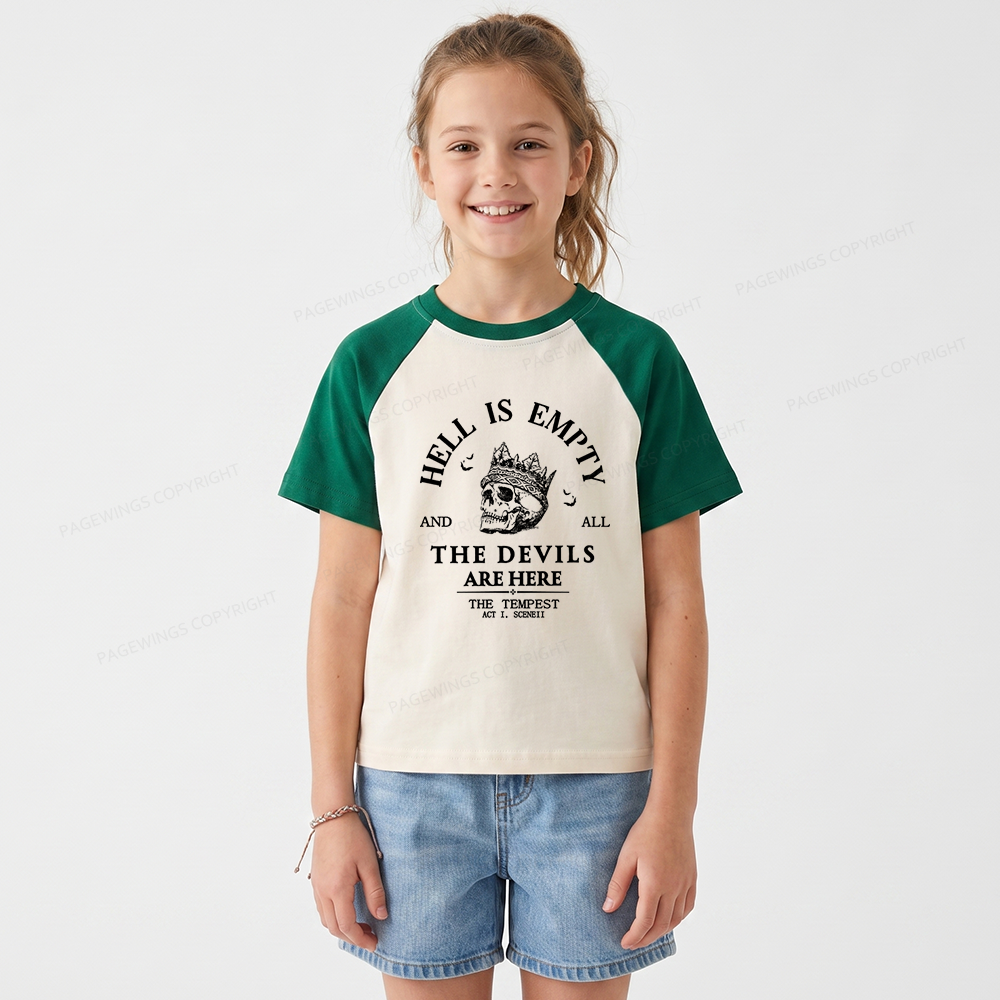 Pagewings Hell Is Empty And All The Devils Are Here Kids Raglan T-shirt 