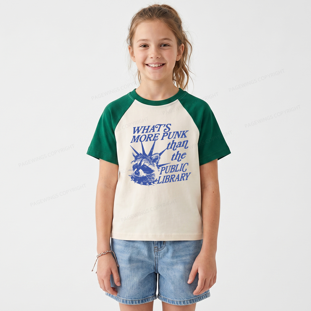 Pagewings What’s More Punk Than The Public Library  Kids Raglan T-shirt 
