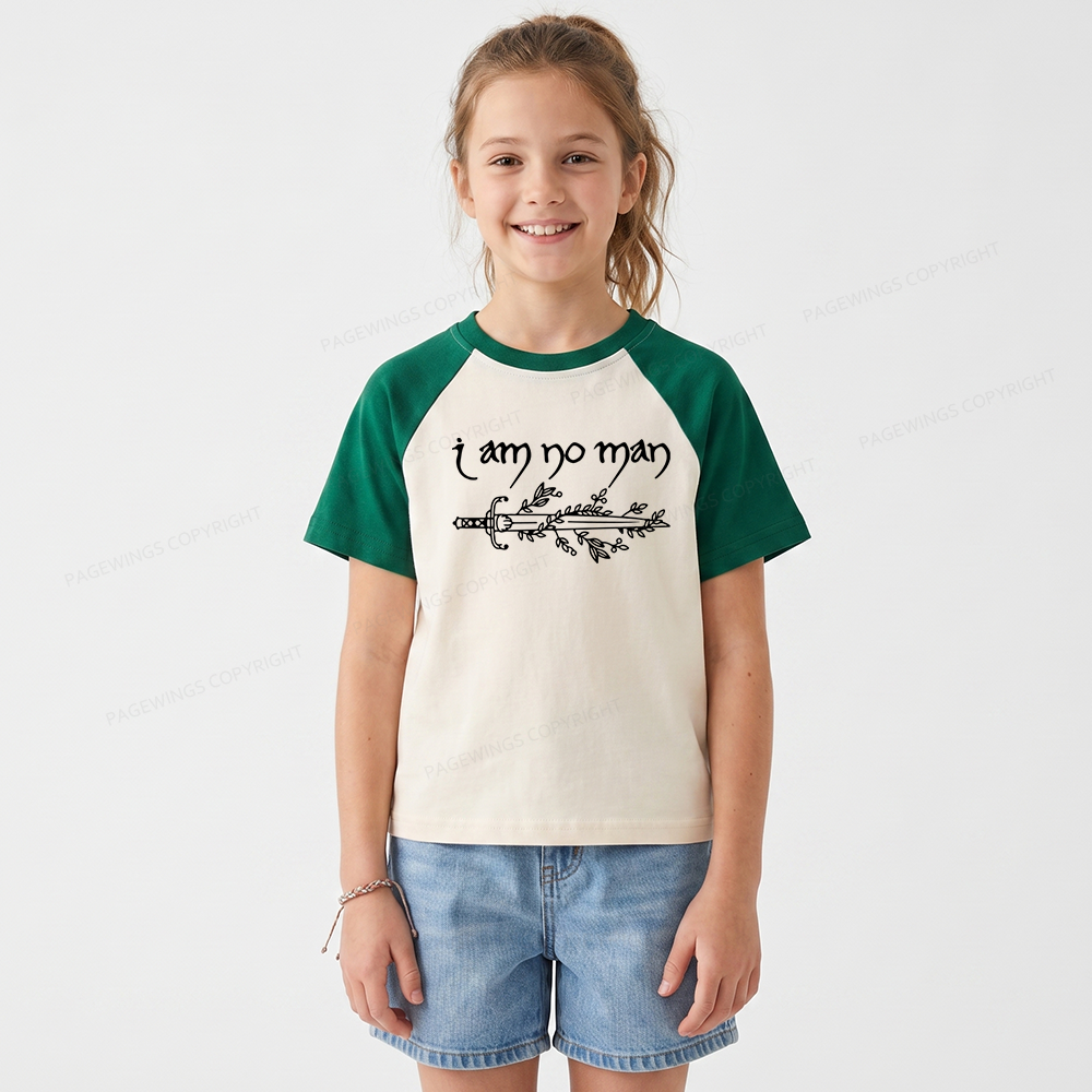 Pagewings I Am No Man Kids Raglan T-shirt 