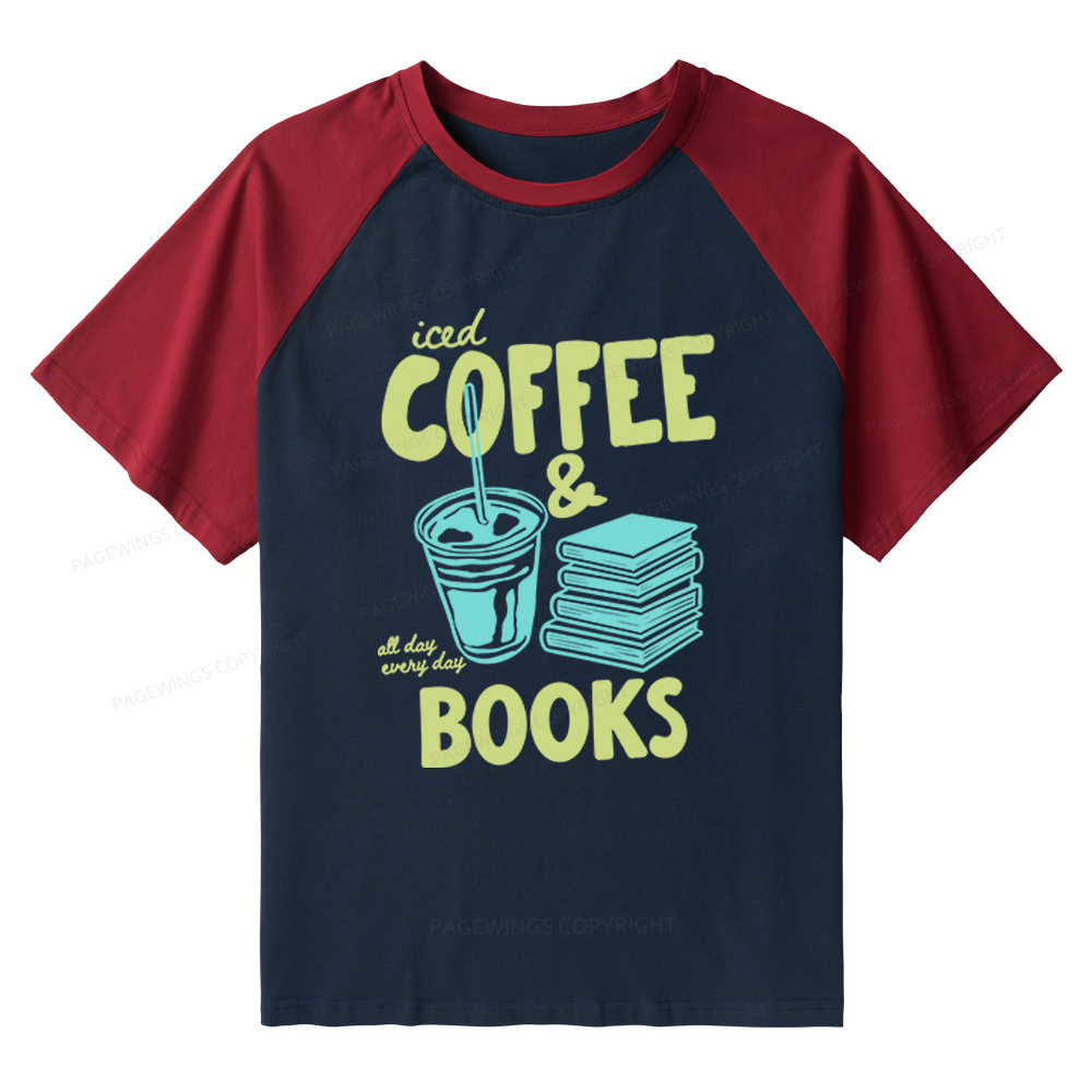 Pagewings Coffee And Books Raglan T-shirt