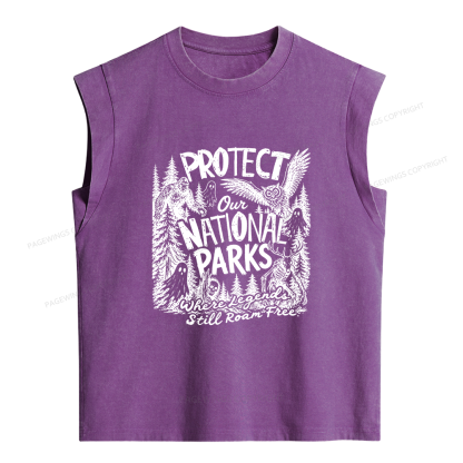 Pagewings Protect National Parks Women's Washed Tank Top