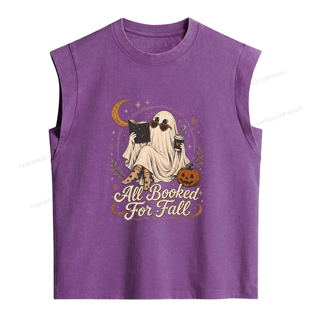 Pagewings Ghost All Booked For Fall Women's Washed Tank Top