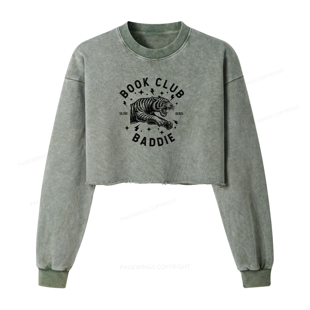 Pagewings Book Club Washed Crop Sweatshirt