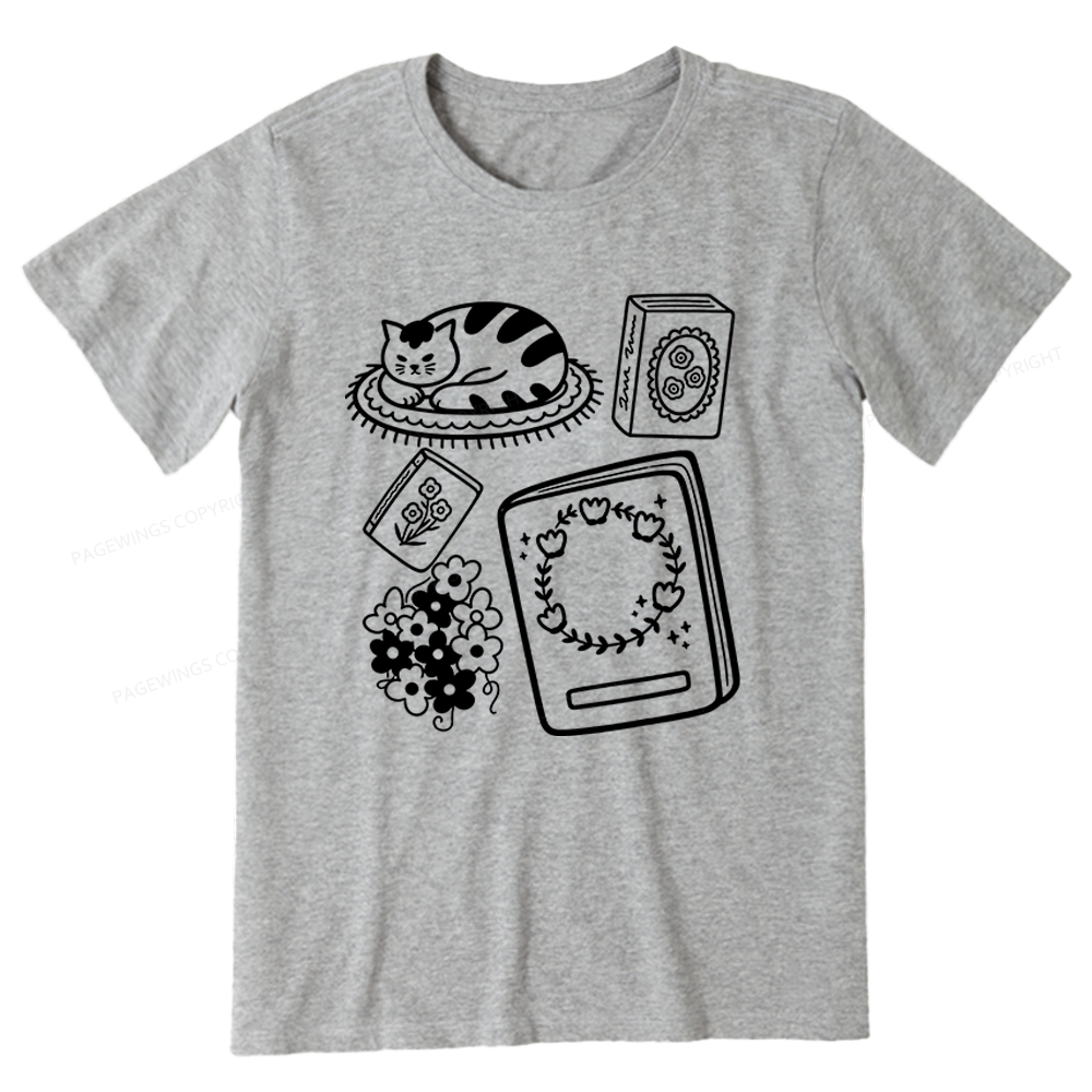 Pagewings Cat And Books Unisex Classic T-shirt