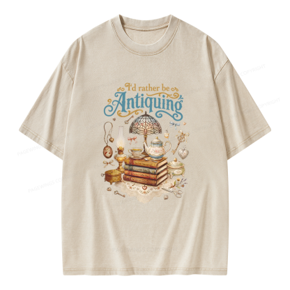 Pagewings I’d Rather Be Antiquing Unisex Washed T-shirt