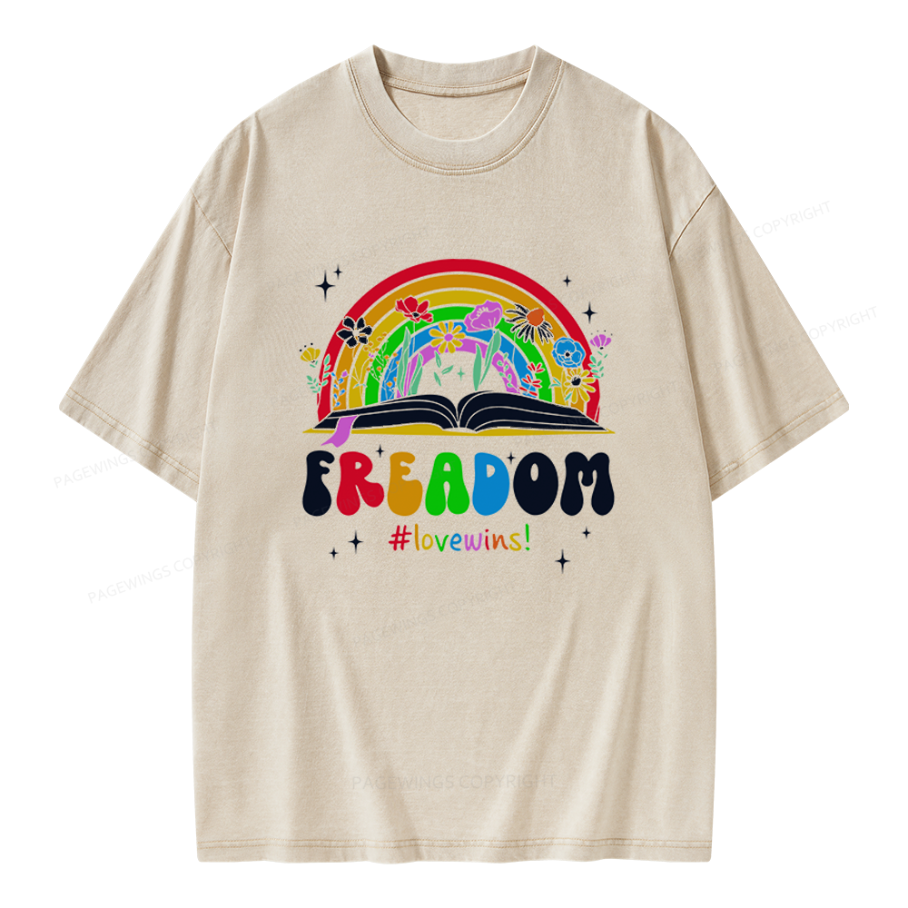 Pagewings Read Banned Books Unisex Washed T-shirt