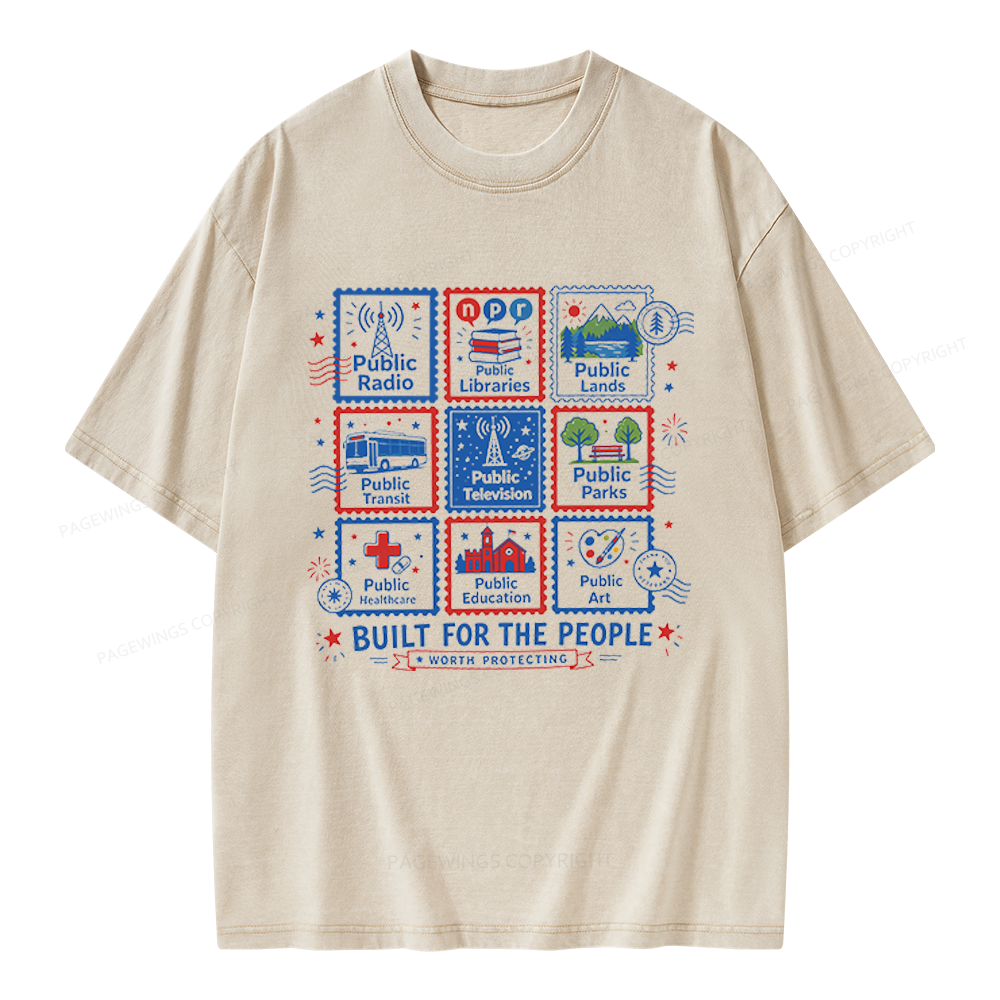 Pagewings Public Libraries Unisex Washed T-shirt