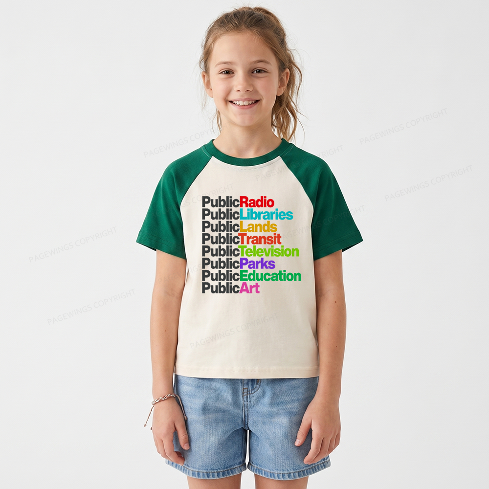 Pagewings Public Libraries Kids Raglan T-shirt 