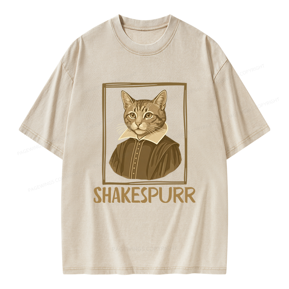 Pagewings Shakespurr Unisex Washed T-shirt
