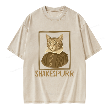 Pagewings Shakespurr Unisex Washed T-shirt