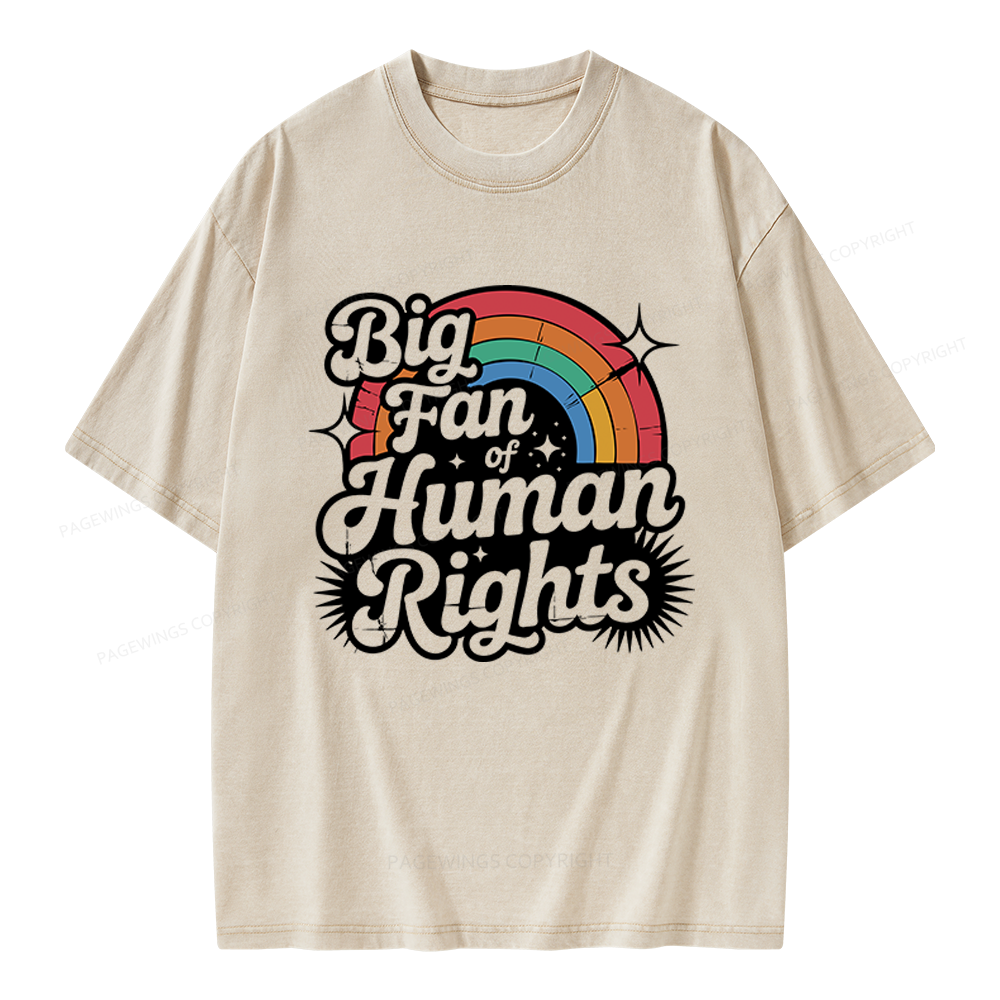 Pagewings Big Fan of Human Rights Unisex Washed T-shirt