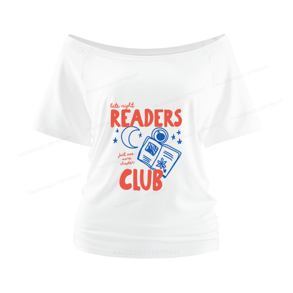 Pagewings Late Night Readers Club Women Off Shoulder T-shirts
