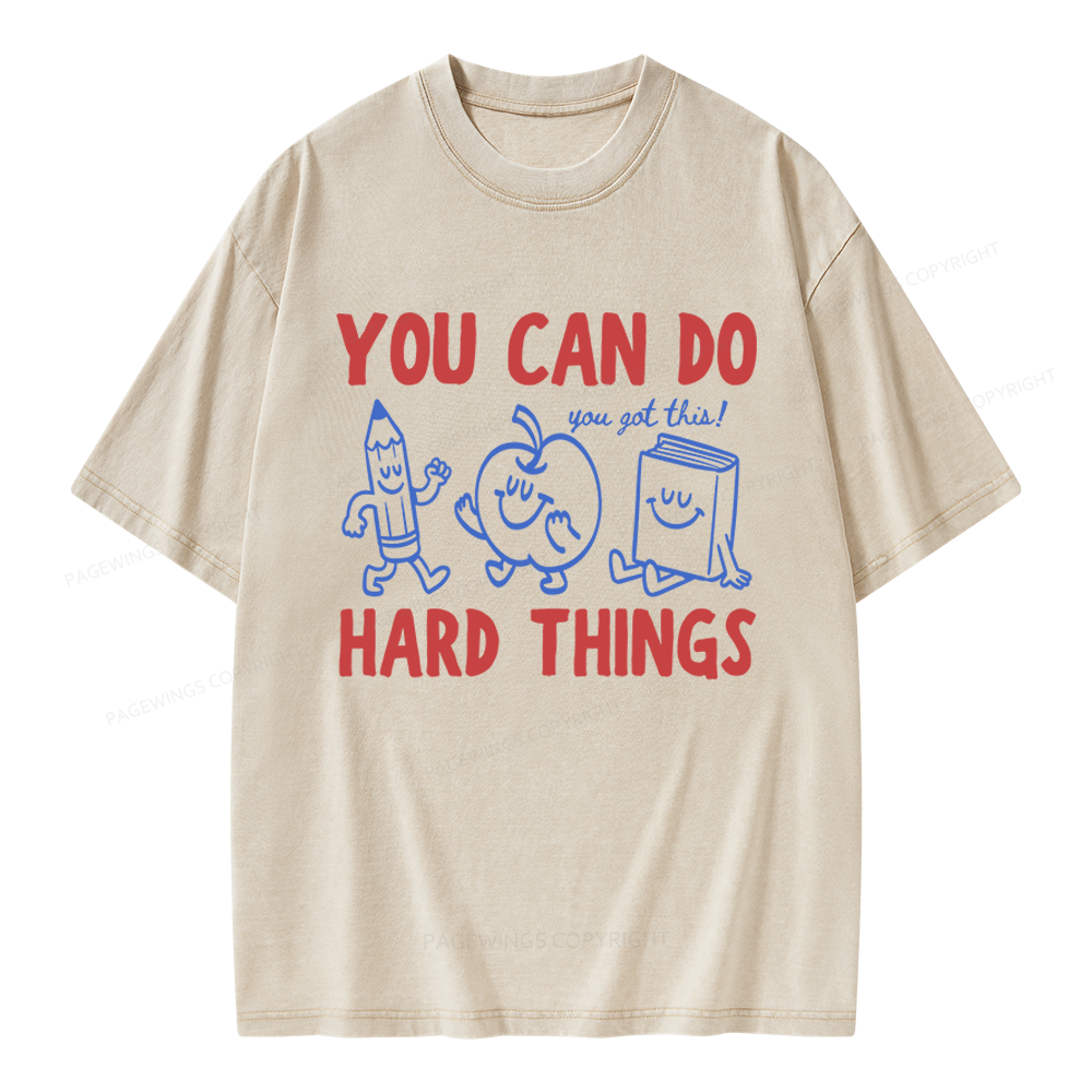 Pagewings You Can Do Hard Things Unisex Washed T-shirt