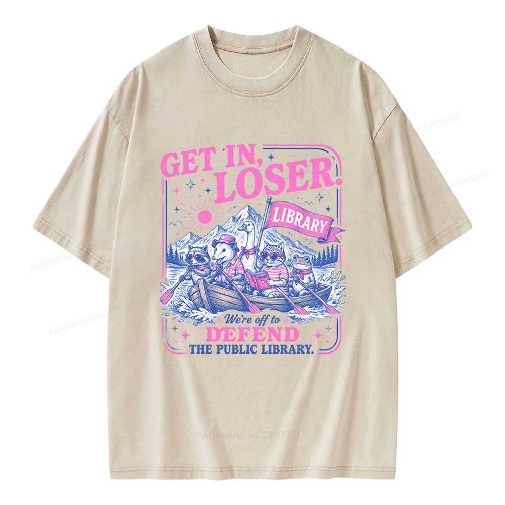 Pagewings We’re Off To Defend The Public Library Unisex Washed T-shirt