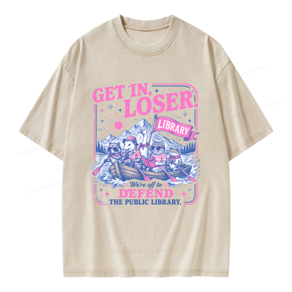 Pagewings We’re Off To Defend The Public Library Unisex Washed T-shirt