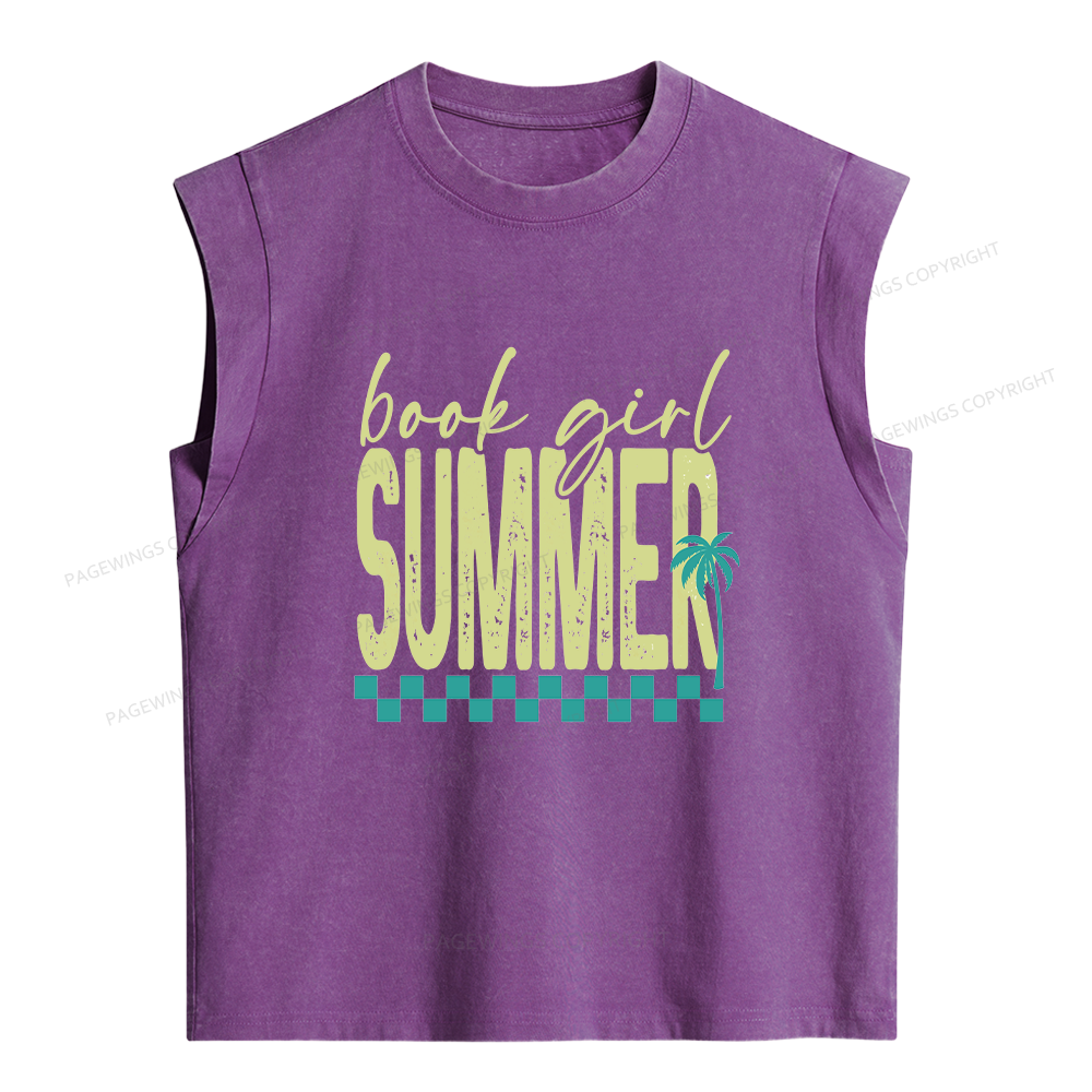 Pagewings Book Girl Summer Women's Washed Tank Top