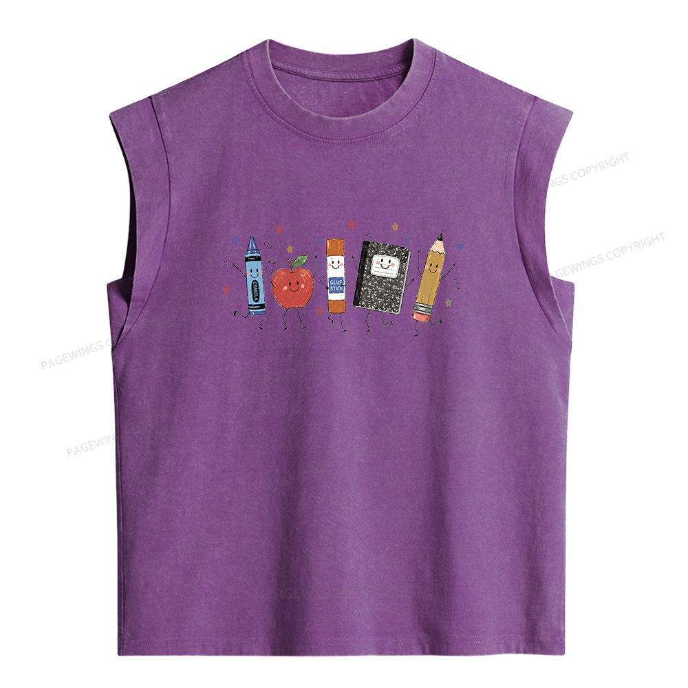 Pagewings Funny Teacher Life Women's Washed Tank Top