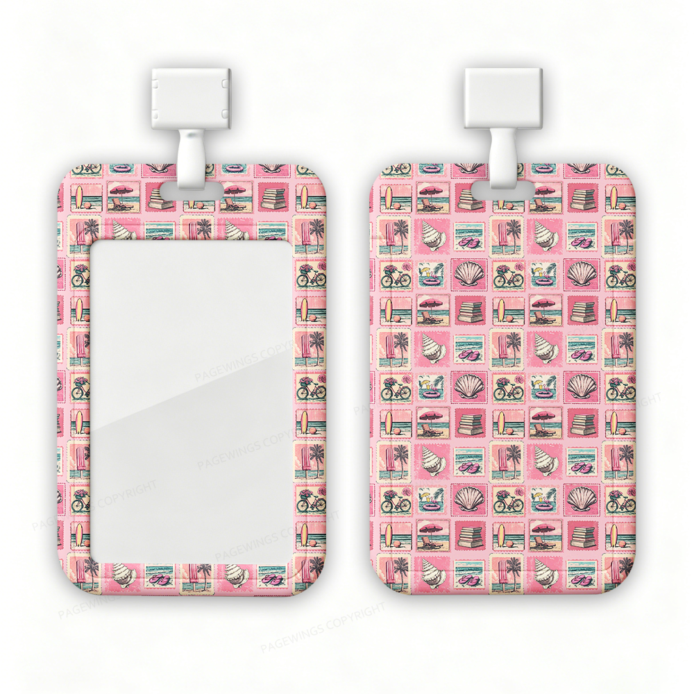 Pagewings Retro Beach Book Lover ABS Badge Holder