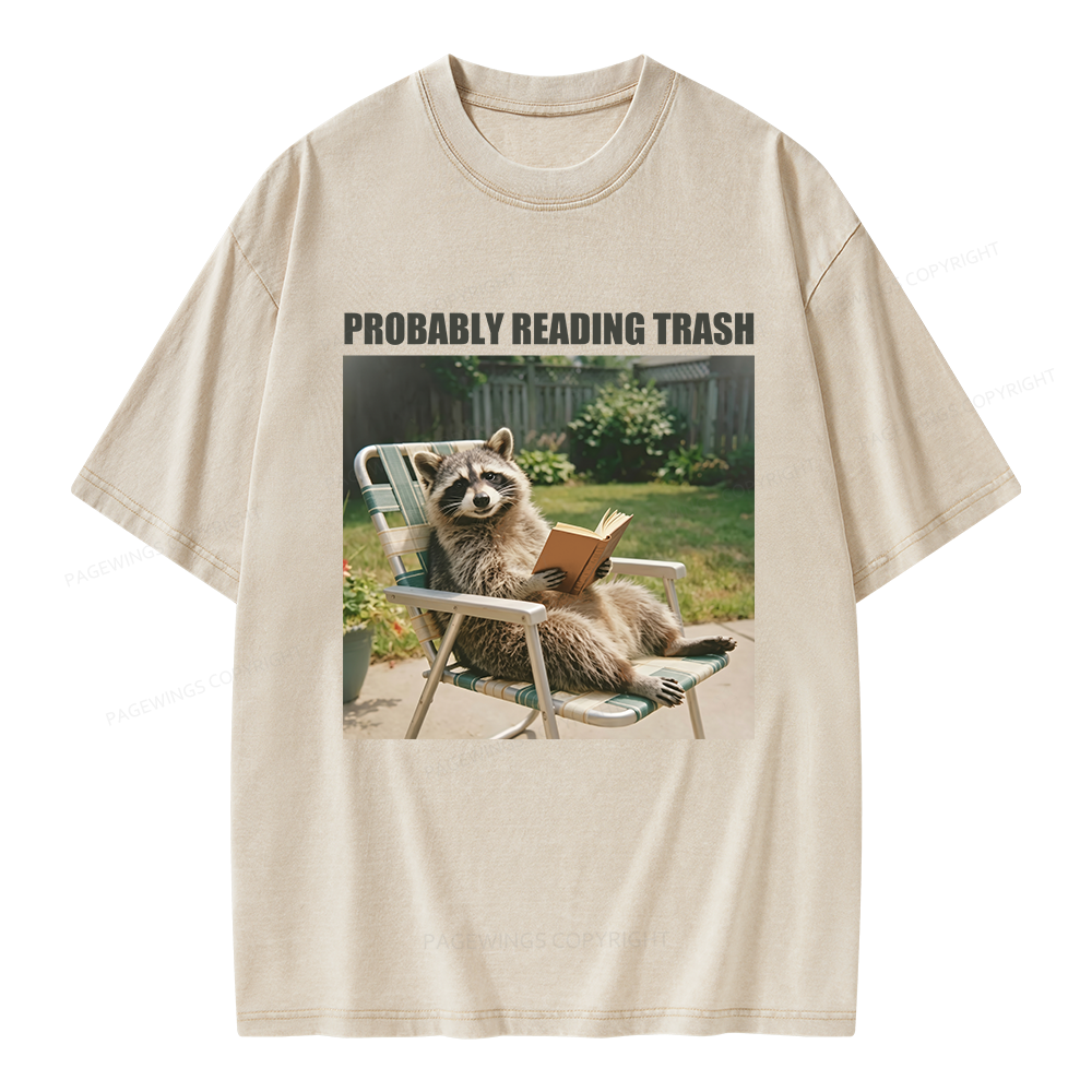 Pagewings Probably Reading Trash Unisex Washed T-shirt