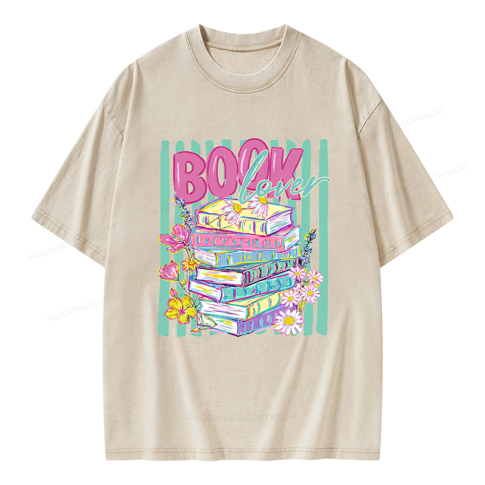 Pagewings Floral Bookish Unisex Washed T-shirt