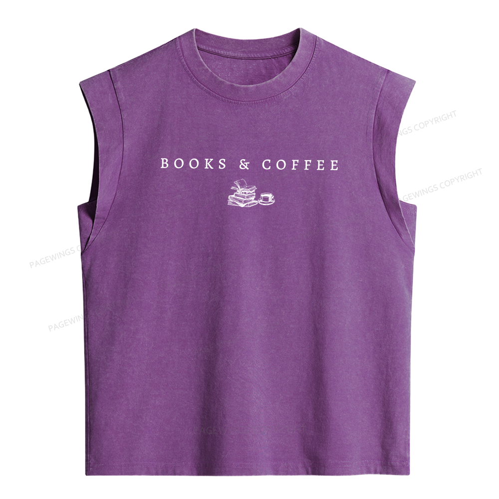 Pagewings Books and Coffee Women's Washed Tank Top