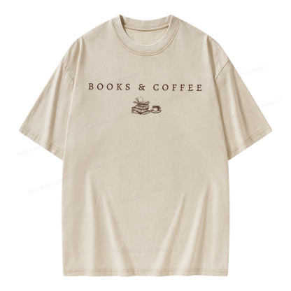 Pagewings Books and Coffee Unisex Washed T-shirt