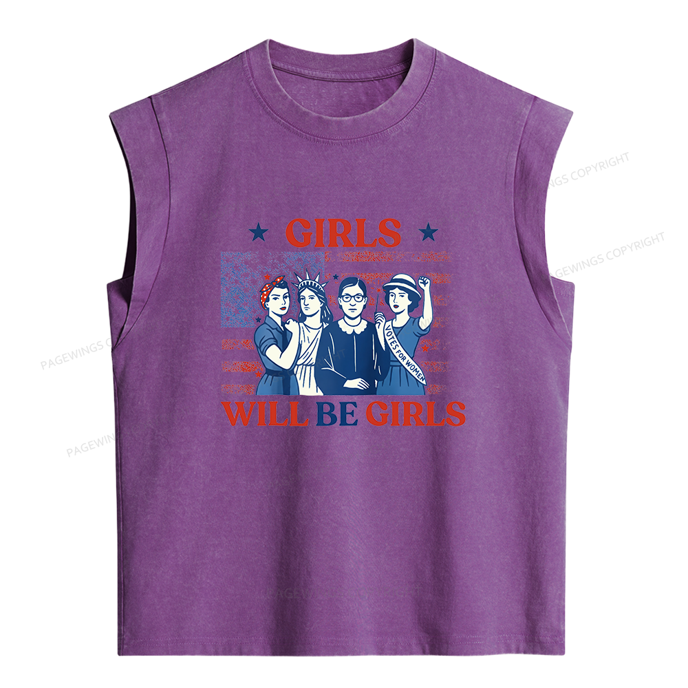 Pagewings Girls Will be Girls Women's Washed Tank Top